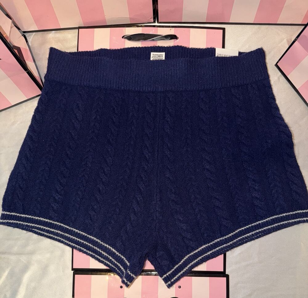 Victoria’s Secret PINK Cable Knit Shorts Blue Large Super Soft